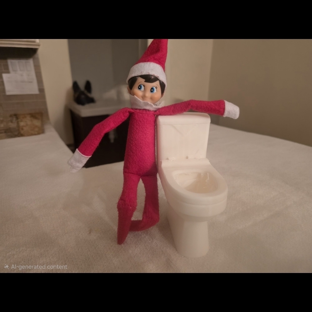 Pink Elf Doll with White Toilet Accessory( Elf Not Included)